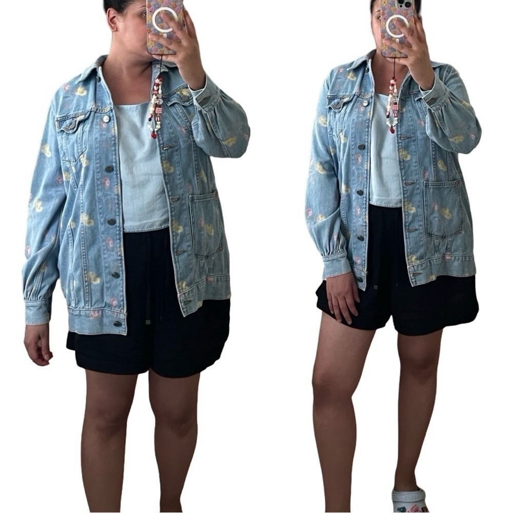 GANNI Oversized Floral Cotton Denim Jacket XS - Picture 8 of 9